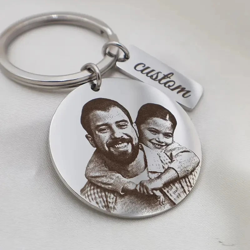 🔑 Personalisierter Foto Schlüsselanhänger mit Gravur – 📸 Edelstahl Anhänger mit Bild & Namen – 🎁 Individuelles Geschenk für Familie & Partner