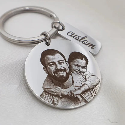 🔑 Personalisierter Foto Schlüsselanhänger mit Gravur – 📸 Edelstahl Anhänger mit Bild & Namen – 🎁 Individuelles Geschenk für Familie & Partner