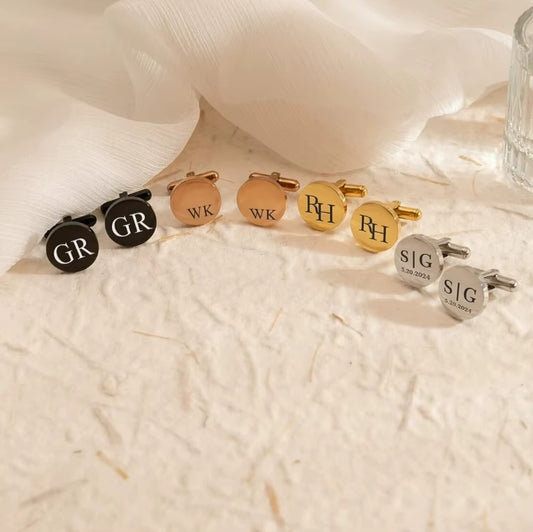 ✨ Personalisierte Manschettenknöpfe – Edelstahl mit Gravur für Hochzeit, Bräutigam & stilvolle Herren