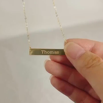 💖 Personalisierte Bar Halskette mit Namen – ✨ Gravierte Edelstahl Kette für Damen – 🎁 Individuelles Geschenk für Frauen